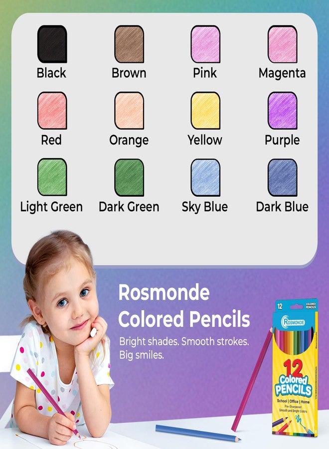 Rosmonde 12 Pack Colored Pencils (144 Count), Assorted Pre Sharpened Colors Set, Easy Hold Grip, Classroom Art Supplies, Bulk Coloring Set for Schools, Teachers, Drawing & Creative Projects - Image 4